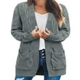thumbnail image 1 of Cardigan Long en Maille Épaisse pour Femmes avec 2 Poches, 1 of 6