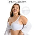 thumbnail image 3 of YANDW Minimizer Bras for Women Plus Size Full Coverage Underwire Support Bra, White 42C, 3 of 6