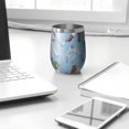 thumbnail image 3 of 12oz Stemless Wine Tumblers Light Blue Baseball Players Pattern Vacuum Insulated Stainless Steel Travel Tumbler Cups Mug with Lid and Straw for Champaign,Cocktail,Beer with Cleaning Brush, 3 of 5