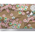 thumbnail image 3 of Soimoi Brown Heavy Canvas Fabric Peony Floral Print Fabric by the Yard 58 Inch Wide, 3 of 3