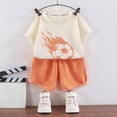 thumbnail image 2 of KPOPLK Toddler Boys Clothes Summer 2PCS Outfits Letter Print Short Sleeve Shirt Top Shorts Set 1t 2t 3t 4t 5t 6t Size 1-2 Years,Orange, 2 of 4