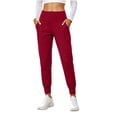 thumbnail image 2 of VBVC Women's High Waisted Yoga Joggers , Slim Stretchy Lounge Pants For Women , Ladies' Fall Winter Running Bottoms with Pockets, *Red , Large, 2 of 7