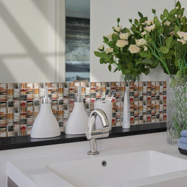 60 pegatinas de pared 3D autoadhesivas impermeables DIY para azulejos de mosaico (6)
