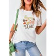 thumbnail image 1 of POGLIP Women's White Fall Leaves Embroidered Short Sleeve T Shirt, 1 of 6