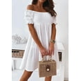 thumbnail image 6 of Women'S Summer Lantern Sleeves Ruffled Off Shoulder A-Line Dresses White L, 6 of 9