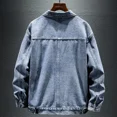 thumbnail image 5 of Chaqueta vaquera de otoño para hombre, color gris, con botones, de tela japonesa, original, de bajo coste, para exteriores, a la moda, 5 of 5