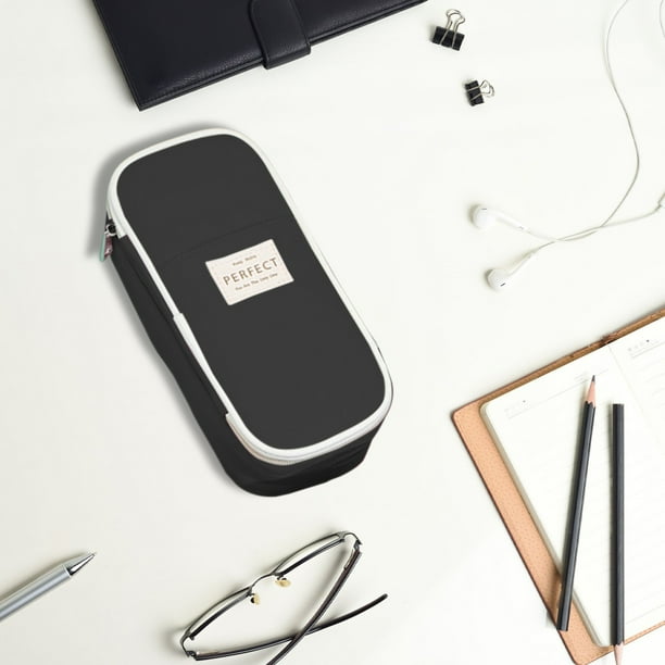 Estuche portátil, porta bolígrafos, gran capacidad, estilo moderno, organizador de escritorio, para oficina, material de piel sintética, diseño plegable, fácil de transportar, ideal para