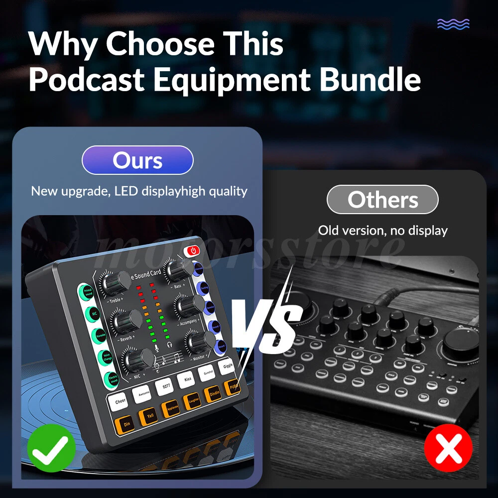 Complete Home Studio Recording Kit Mixer Condenser Microphones for Music Podcast