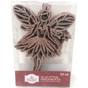 Holiday Time, Pink Glitter Fairy Christmas Shatterproof Ornaments , 12 Count