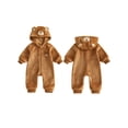 thumbnail image 2 of Cjfdfy Newborn Baby Boy Girl Halloween Animal Costume Clothes Brown Bear Long Sleeve Zip Up Hooded Romper Cute My First Halloween Fall Winter Costume 0-18M, 2 of 9
