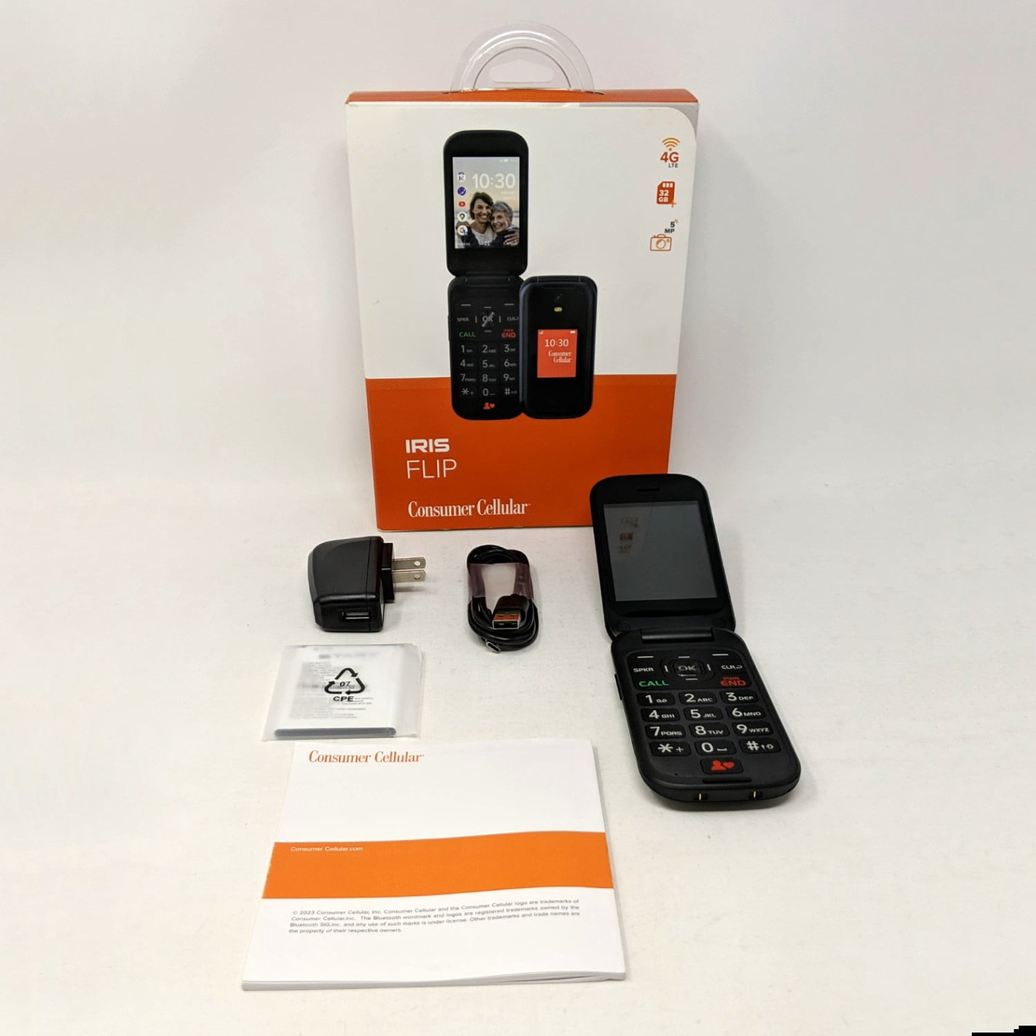 Pre-Owned Consumer Cellular Iris, 8GB, Black - Flip Phone