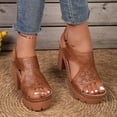 thumbnail image 6 of Viluyesy Womens Chunky Heeled Sandals, Hollow Out Thick Sole Peep Toe Summer Fashion Dressy Pumps Shoes Brown US5.5, 6 of 9