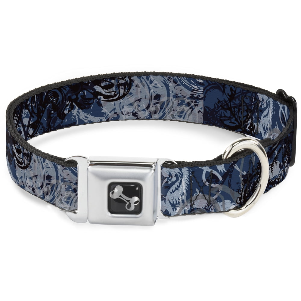 Buckle-Down Pet Collar Dog Collar Metal Seatbelt Buckle Gothic Pattern 13 to 17 Inches 1.5 Inch Wide