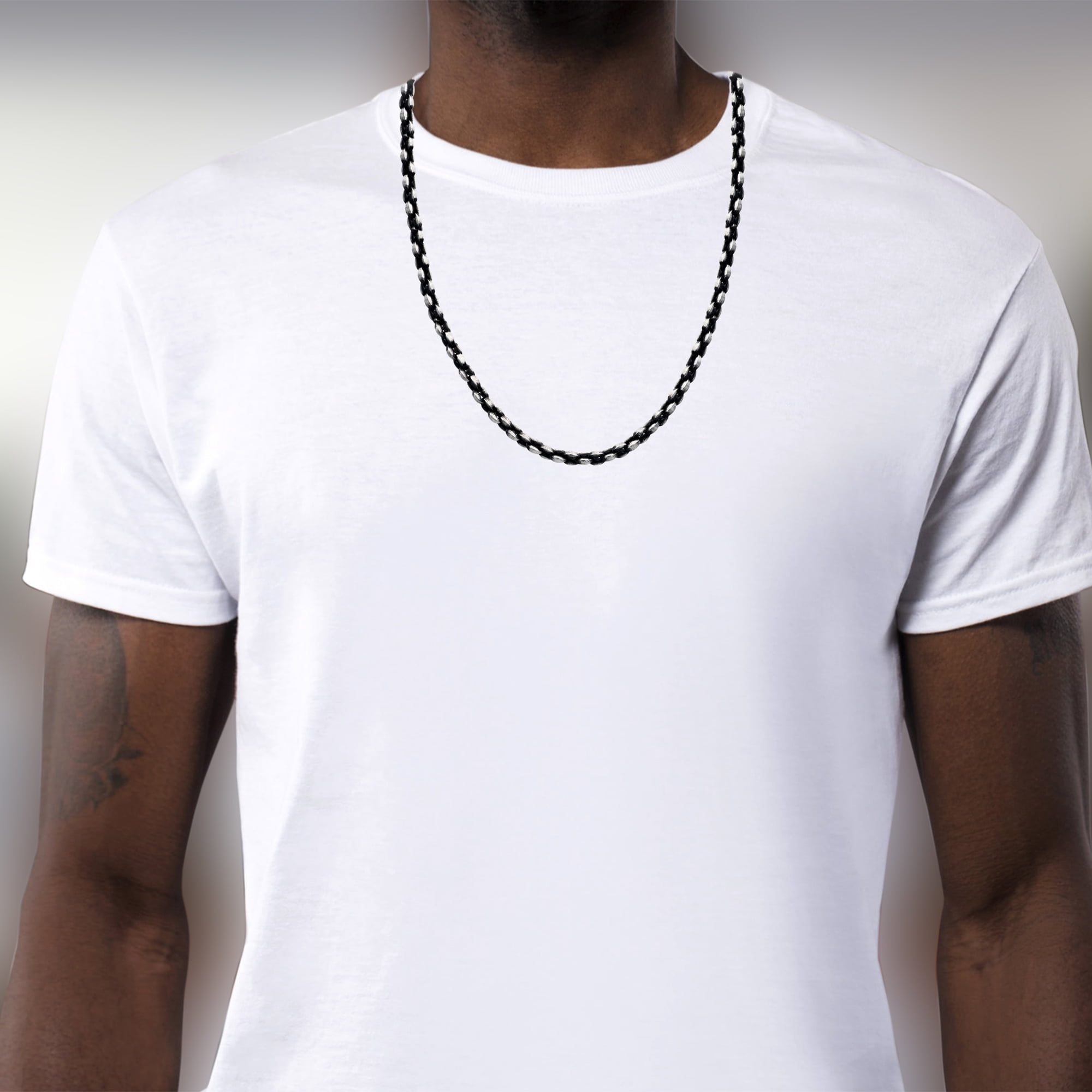 Mens Antique Styled Stainless Steel Link Chain Necklace