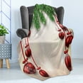 thumbnail image 4 of Christmas Soft Flannel Fleece Blanket, Xmas Traditional Winter Season Theme Fir Twigs and Vibrant Balls Graphic Print, Cozy Plush for Indoor and Outdoor Use, 50" x 60", Green and Red, by Ambesonne, 4 of 5
