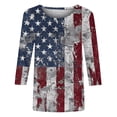 thumbnail image 3 of Favoffer Women Graphic Tees 3/4 Sleeve Round Neck Independence Day Print Loose Casual Tops Boho Blouses Holiday Festival Outdoor Leisure, 3 of 4