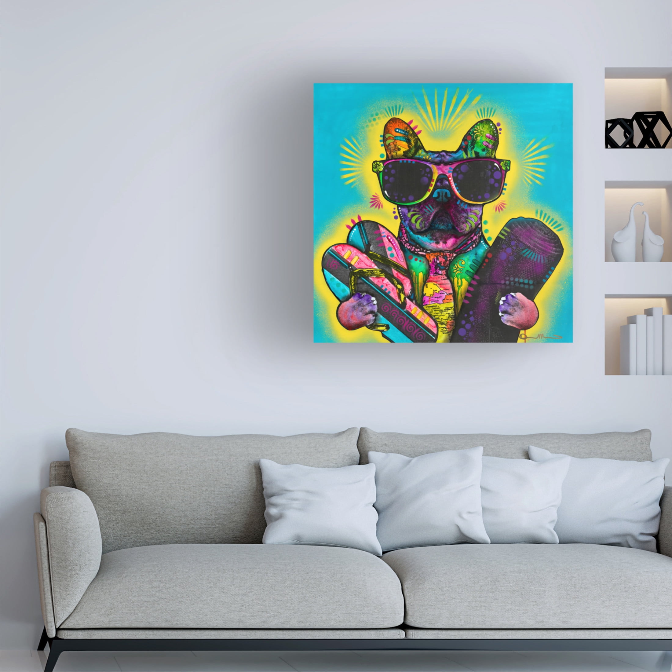 Canvas Wall Art - Dean Russo 'Cool Pup 1' Wall Art for Living Room, Bedroom, or Office Décor by Trademark Fine Art - 24 x 24 Inches
