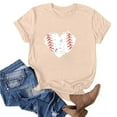 thumbnail image 2 of WREESH Women's Trendy Baseball Graphic Tee Round Neck Short Sleeve Fashion Out Blouse Beige, 2 of 4