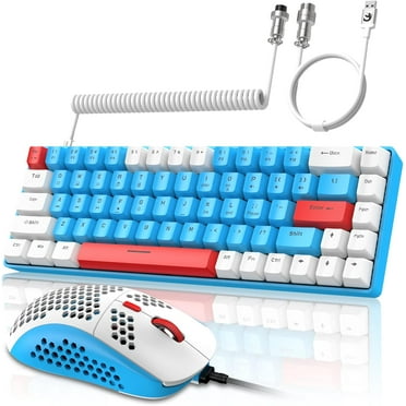 ZIYOU LANG RK-T8PR0 Wired 65% Mechanical Gaming Keyboard and Mouse Combo with RGB Backlit Anti-ghosting TKL Mini 68 Key Coiled C to A Cable Tactile Blue Switch for PS4 PS5 Xbox PC Mac Gamer,Blue