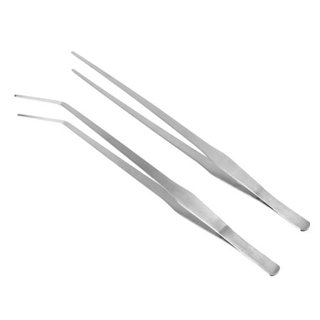 Uxcell 5-Pack 5-Inch Stainless Steel Tweezers - Curved Pointed Serrated Tip For Crafts, Electronics, Aquarium