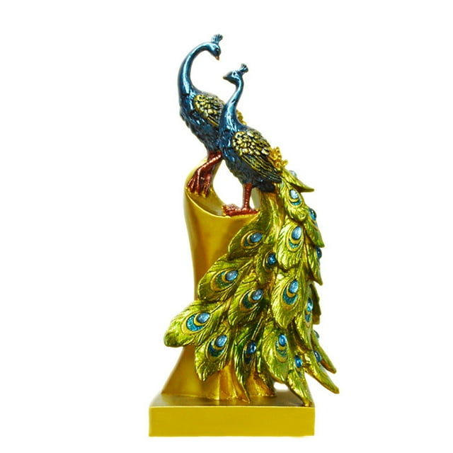 Estatuilla de pavo real artesanal de resina de 27cm, tienda, regalo de cumpleaños de boda, decoración artística para el hogar JAMW Sencillez