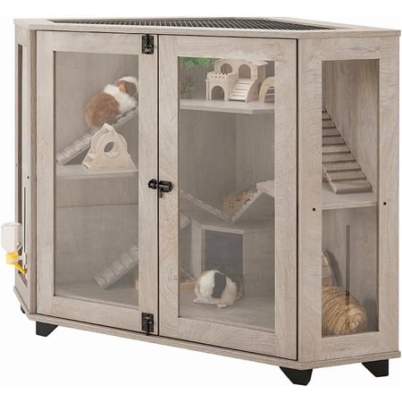 unipaws Chinchillas Cage with Ramp, Rat Cage with House, Hedgehog Cage, Critter Nation Cage for Hamster, Mice, Corner Small Animal Cage