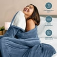 thumbnail image 3 of Bare Home Plush Sherpa Bed Blanket - Fluffy & Soft - Reversible - Lightweight - Throw/Travel, Coronet Blue, 3 of 10