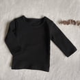 thumbnail image 4 of Laklulu Camiseta de Manga Larga para niños Camiseta de algodón con Cuello Redondo para niños Camisa de Fondo sólido（Negro）,90cm, 4 of 5