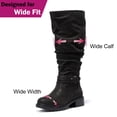 thumbnail image 4 of Love Steetly Women's Extra Wide Calf Knee High Boots, Slouchy Ruched Tall Boots, Harness Buckle Strap, Chunky Lug Sole Block Heel Side Zipper Boots., 4 of 8