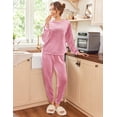 thumbnail image 2 of Ekouaer Womens Pajamas Sets Long Sleeve Soft Sleepwear 2 Piece Velvet Pjs Lounge Sets with Pockets, 2 of 4
