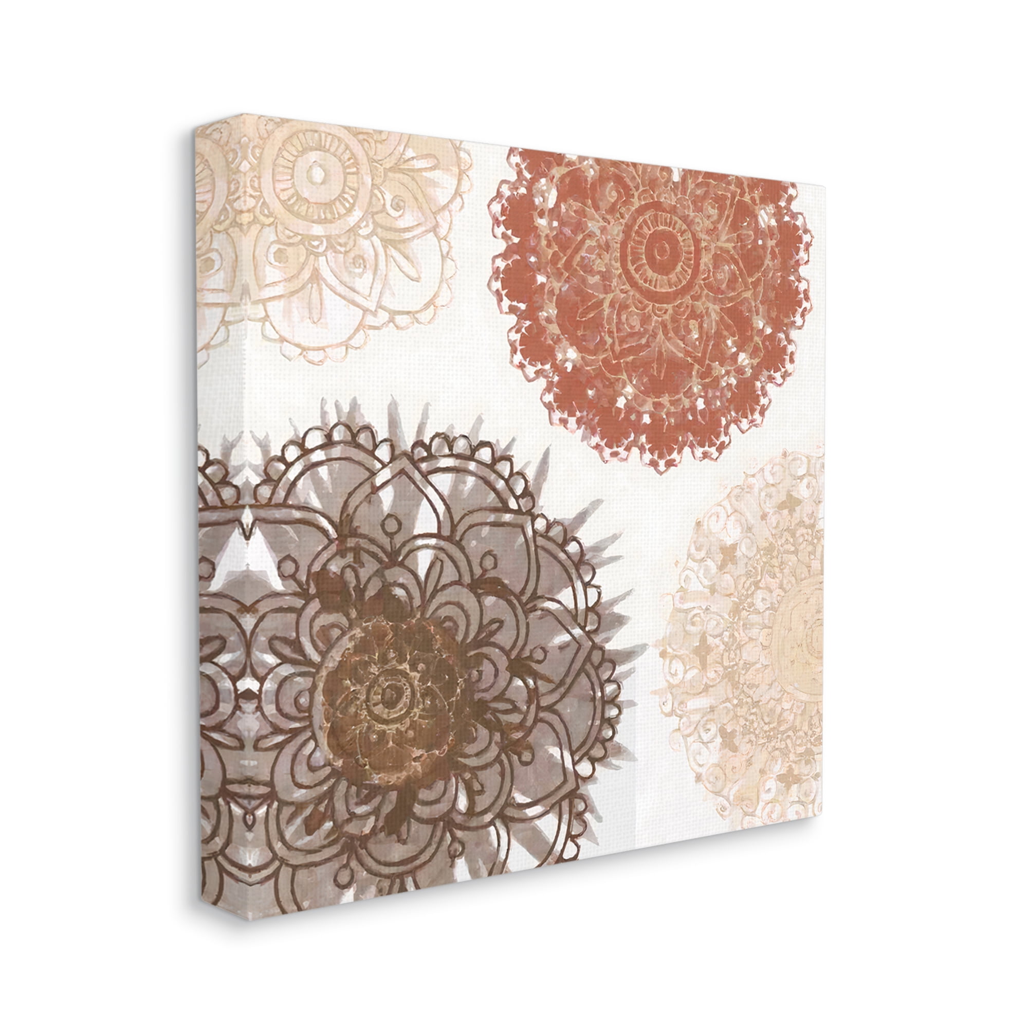 Stupell Boho Mandala Earthy Florals Abstract Painting Gallery Wrapped Canvas Print Wall Art