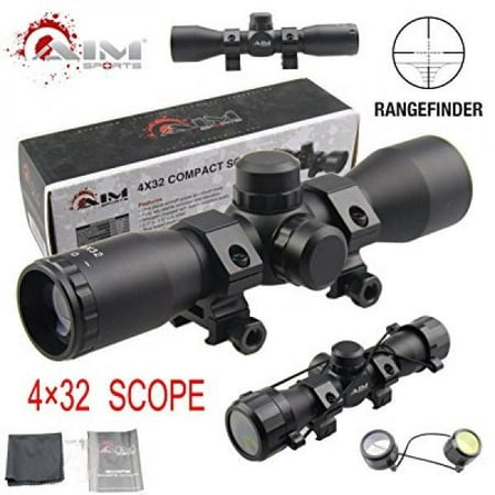 PROSUPPLIES @ AIM SPORTS® Tactical 4X32 Compact .223 .308 Scope /w Rings Rangefinder