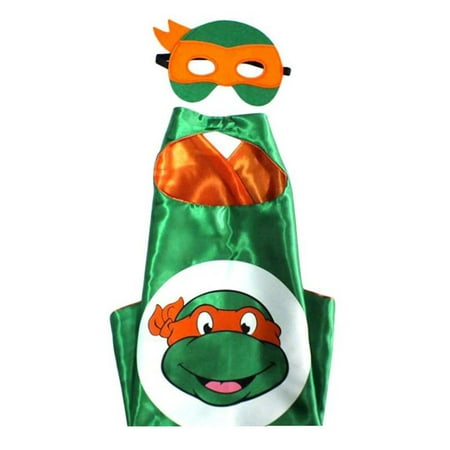 Cartoon Costume - TMNT Mikey Turtle Logo Cape and Mask with Gift Box by Superheroes