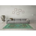 thumbnail image 3 of Ahgly Company Indoor Square Medallion Turquoise Blue Traditional Area Rugs, 4' Square, 3 of 4