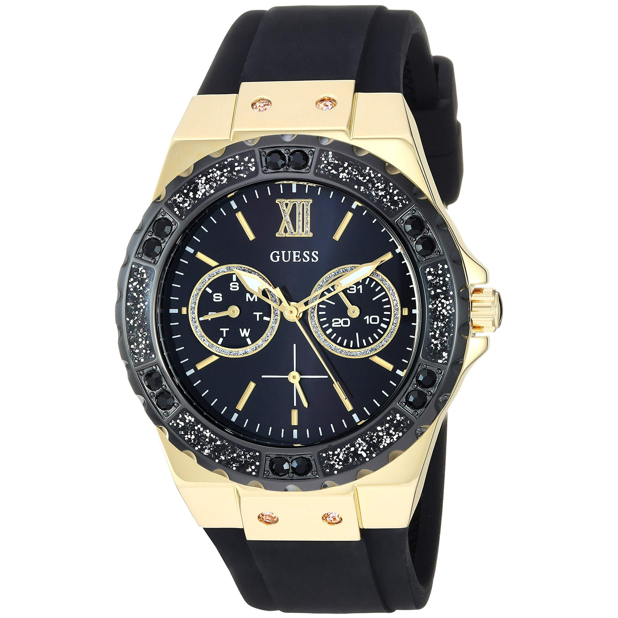 GUESS Women s Quartz Stainless Steel and Silicone Watch Color Black Model U1053L7 Walmart