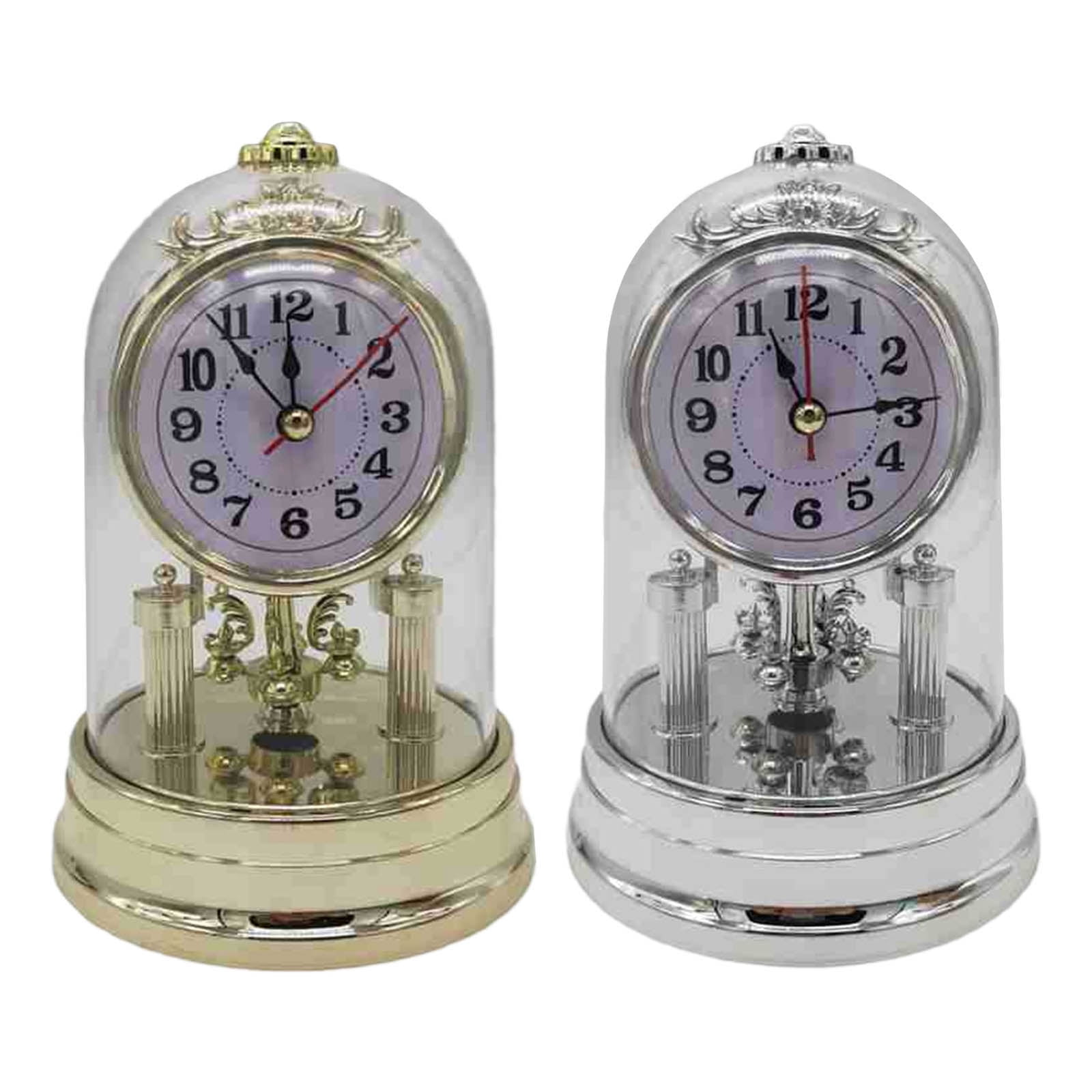 Retro European Operated Table Clock Desk Alarm Clock with Clear Clock Cover Desktops Mantel Clock Home Decors