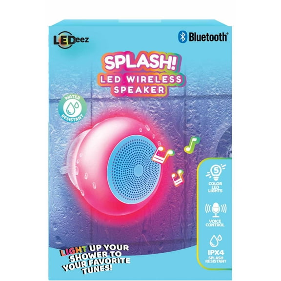 Ledeez Splash! Wireless Bluetooth Portable Speaker with LED Shower, White