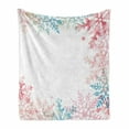 thumbnail image 1 of Winter Soft Flannel Fleece Blanket, Abstract Winter Inspired Snowflake Design with Soft Color Palette Image, Cozy Plush for Indoor and Outdoor Use, 50" x 70", Coral Blue Pale Green, by Ambesonne, 1 of 6