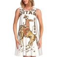 thumbnail image 1 of Fotbe Cowboy Rodeo Guitar Vestido de Verano sin Mangas para Mujer – Vestido Midi Línea A, Estilo Camiseta Floral, Vestido Playero Casual y Fluido, 1 of 7