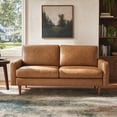 thumbnail image 6 of Koby Home 70" Loveseat Sofa with Wood Frame, Mid Century Modern Couch 2 Seater, Faux Leather Love Seat for Small Spaces Light Brown, 6 of 9