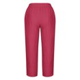 thumbnail image 5 of Women's Summer Comfortable Loose Wide Legged Fashion Solid Color Capris RXIRUCGD Rose, Taille: L, 5 of 5