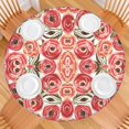 thumbnail image 2 of Round floral polyester tablecloth with elastic border, water-resistant and easy-clean, fits 44-52 inch tables, big size, 2 of 7