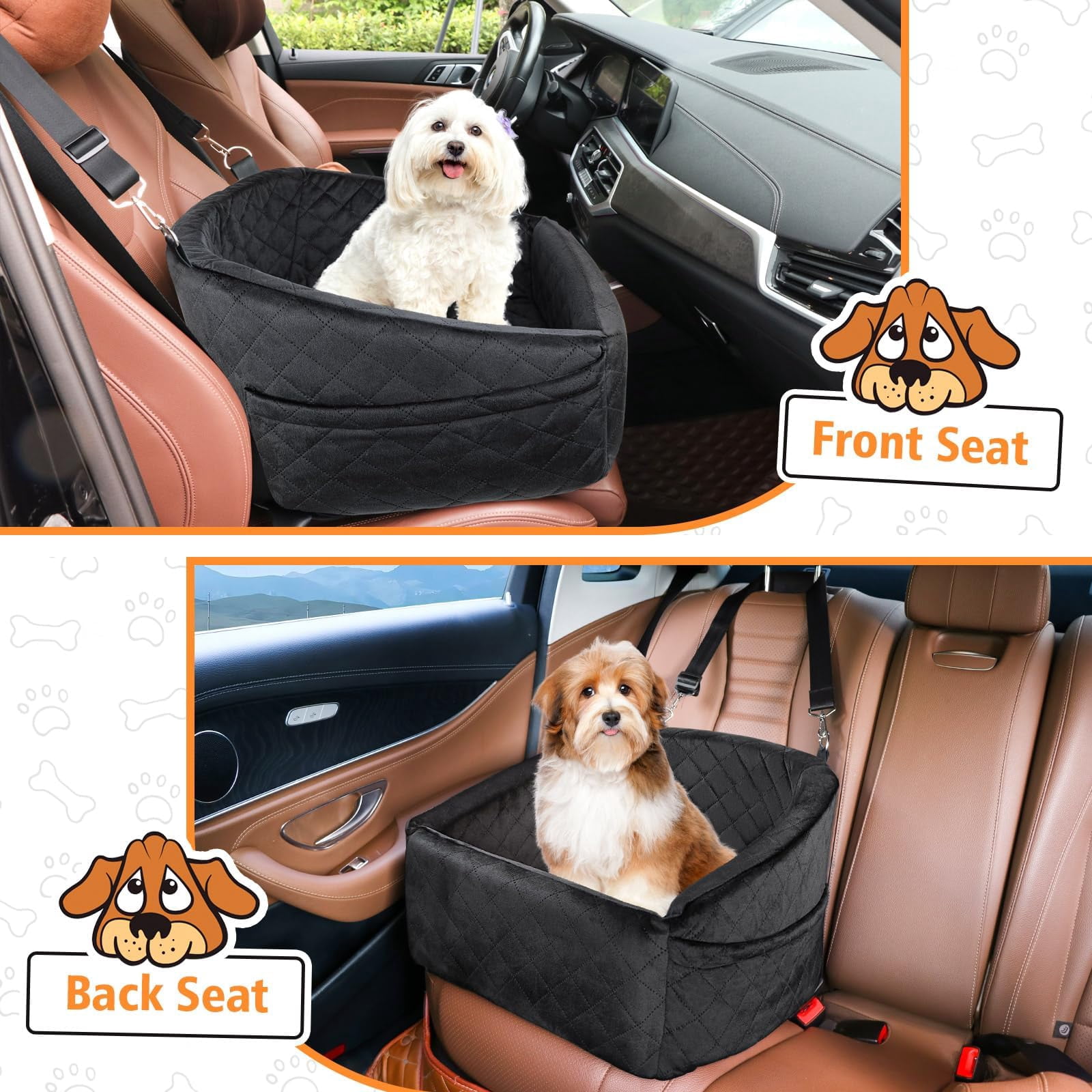 Pet Booster Seat Black for Small Medium Dogs/Cats Up to 30lbs