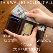 محفظة جلدية Trifold وضع الشبح للرجال مع حجب RFID (بني)