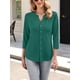 thumbnail image 3 of Camiseta ORANDESIGNE para mujer, manga 3/4, cuello en V, botones, verde, 3 of 6