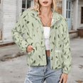 thumbnail image 3 of Jackets for Women Winter Coat Jackets Flannel Stand Collar Jacket(Olive Green Leafy Pattern,Size:S-4XL), 3 of 7