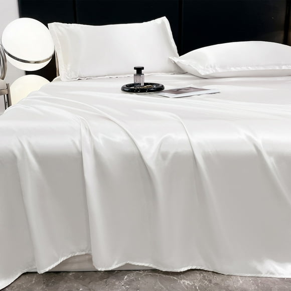 LSLJS Ice Silk Bed Sheet Pillow Case 3-piece Set - Silky and Luxurious Soft Ice Silk Bed Sheet Suitable for All Seasons Cool Ice Silk Fabric Machine Washable, Bed Pillowcase