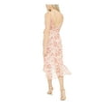 thumbnail image 2 of BARDOT Womens Pink Sheer Ruffled Floral Spaghetti Strap V Neck Below The Knee Hi-Lo Dress 8, 2 of 2
