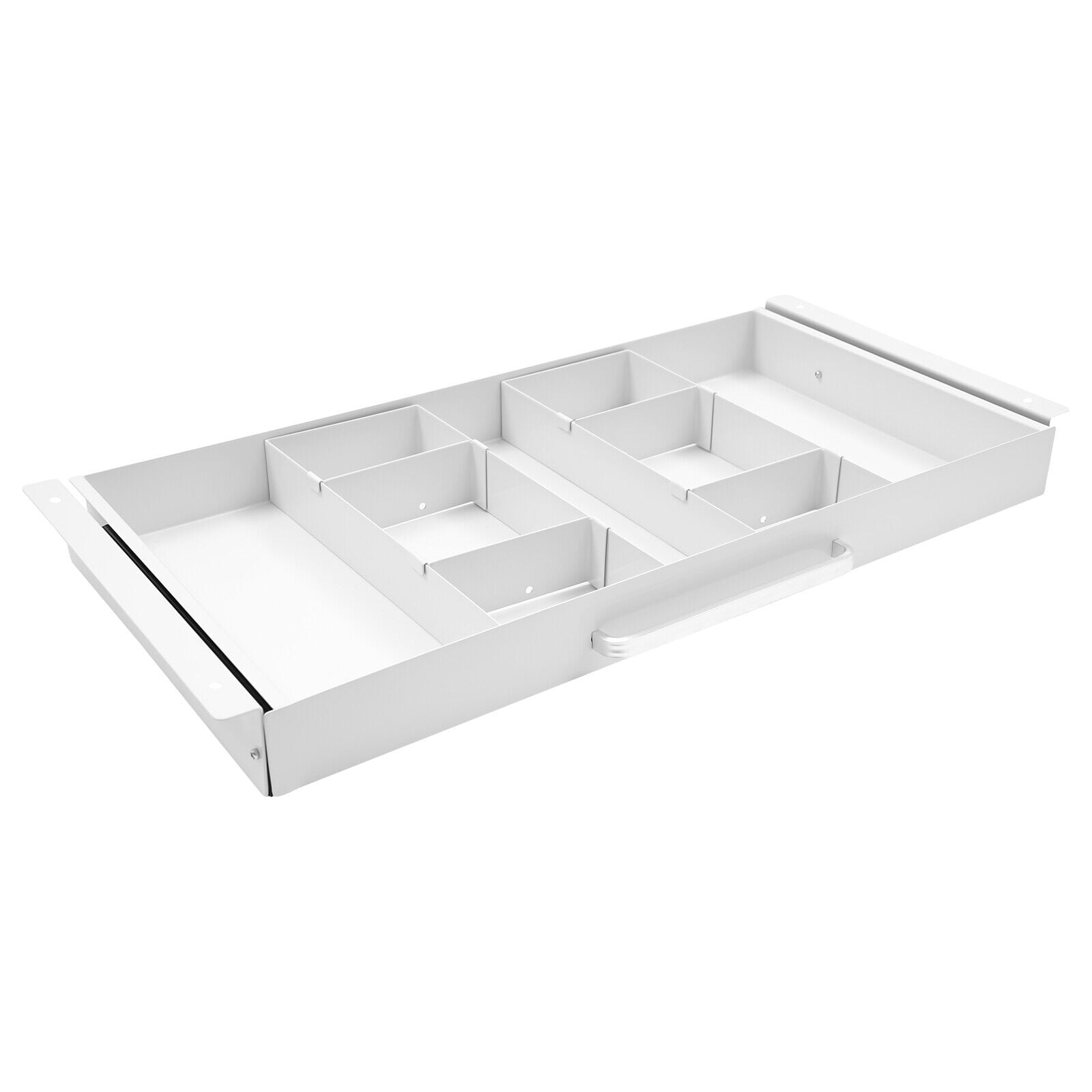 White Under Desk Mounted Sliding Pull-out Drawer, Drawer Storage Organizer for Standing Desks, Pull-out Drawer Iron