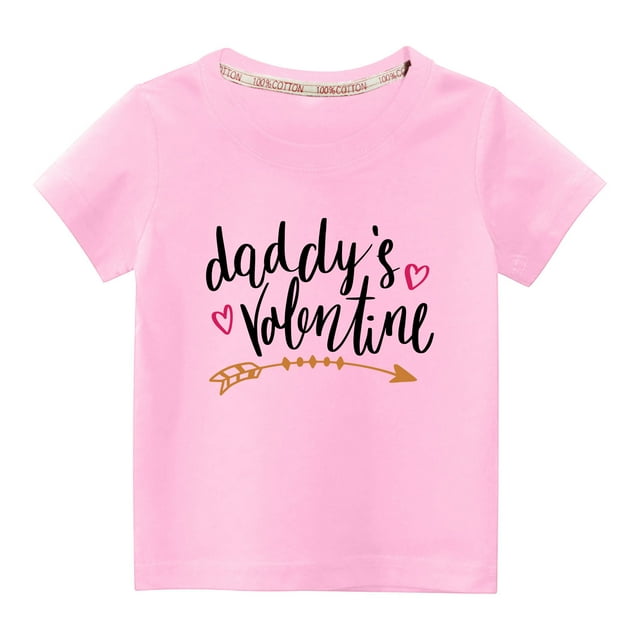 Penkiiy Haut à Manches Courtes Imprimé Cœur pour Enfants Garçons Filles, Col Rond, Couleur Unie, 7-8 Ans, Rose